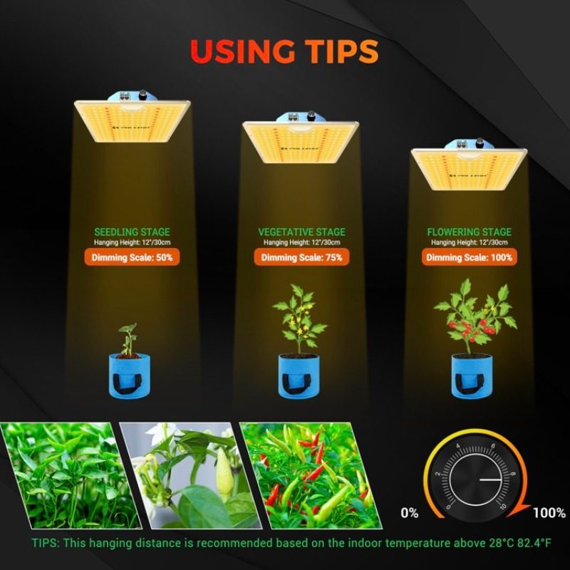 PHLIZON PL-1000 100W Full-spectrum Dimmable QB LED Grow Light with Samsung LM281B LED